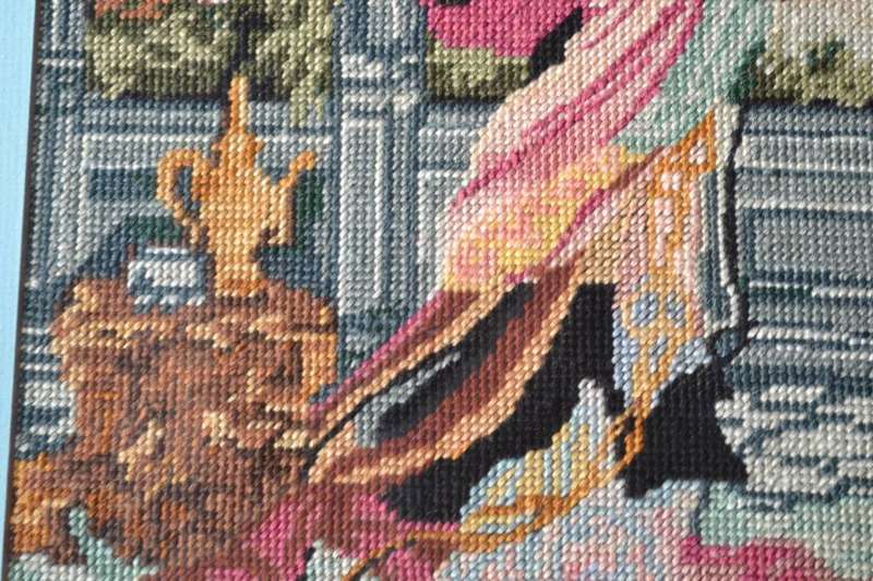 Vintage Oriental Style Tapestry - Framed behind Glass