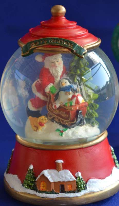 Vintage Christmas Snow and Colour light Globe and Ornaments