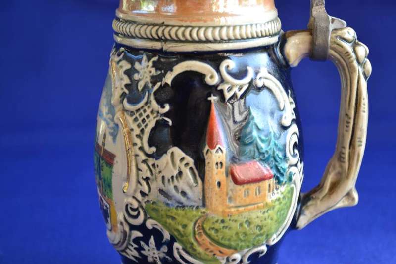 Vintage Munchen Frauenkirche Small Lidded Beer Stein