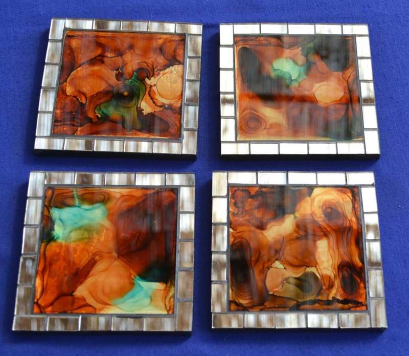 Set of Four Retro Mosaic Coasters
