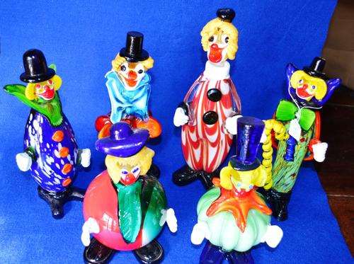 SIX MURANO STYLE CLOWNS