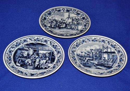 Delft Holland "Traditional Dutch Tradesmen" Small Display Plates - Set of Three