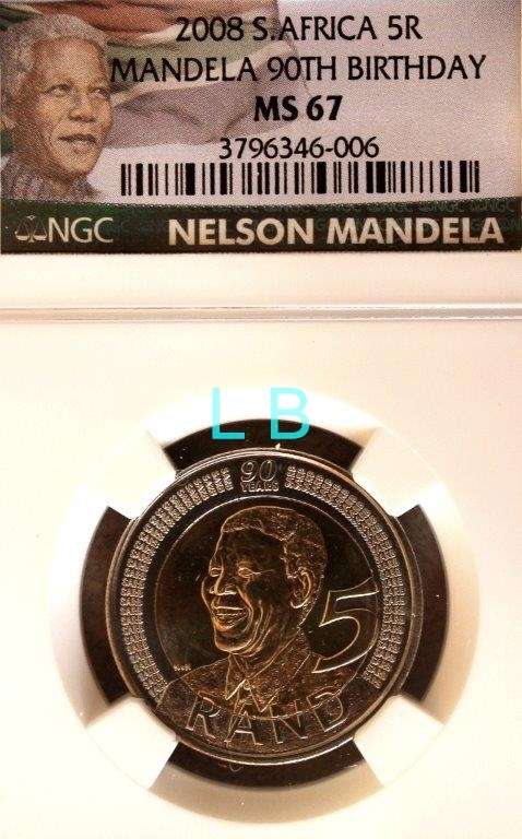 2008 NGC New Label Mandela 90th Birthday R5 MS 67