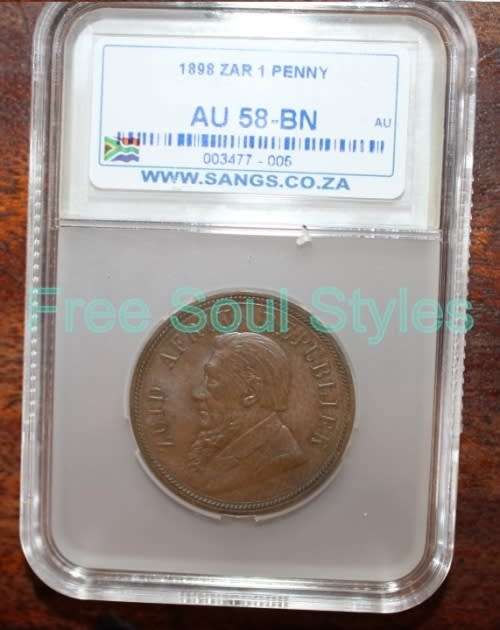 1898 ZAR SANGS 1 Penny AU 58 BN
