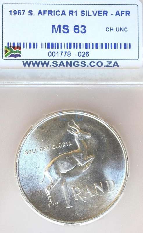 1967 Afrikaans Silver R1 SANGS MS 63