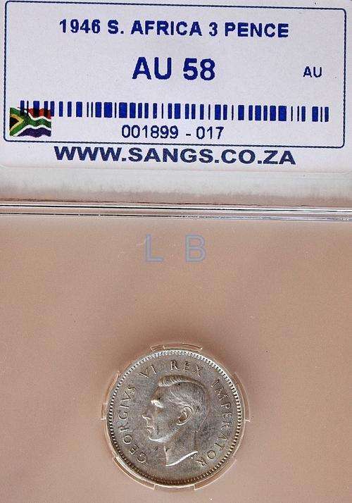 1946 SANGS 3 Pence AU 58