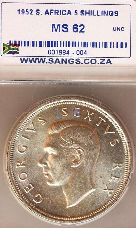1952 SANGS 5 Shillings MS 62