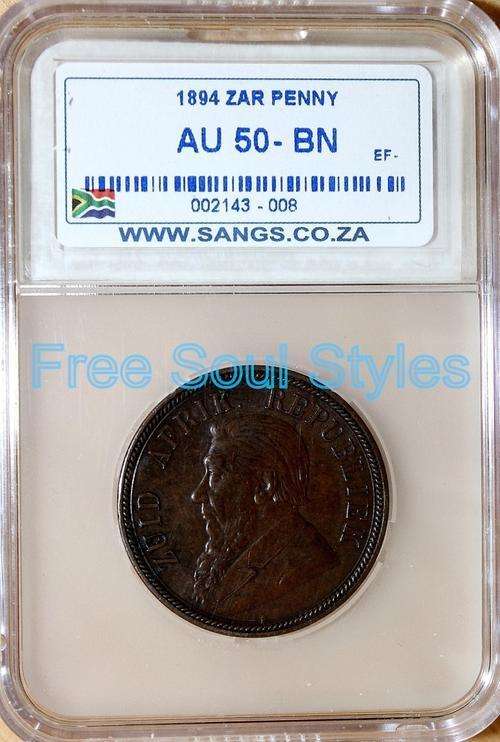 1894 ZAR 1 Penny SANGS AU 50 BN