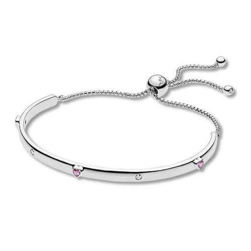 Pandora Sterling Silver Explosions of Love Sliding Bangle Size:2 (17 -21 cm)