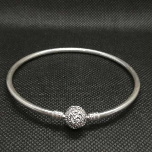 Pandora Sterling Silver Beauty and the Beast Charm Bangle (Size:21 cm)
