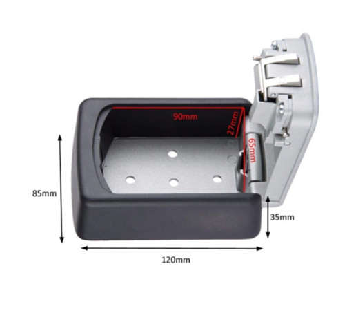4 Digit Combination Wall Mounted Safe Box For Keys Grey