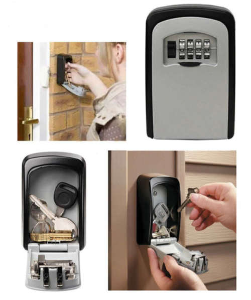 4 Digit Combination Wall Mounted Safe Box For Keys Grey