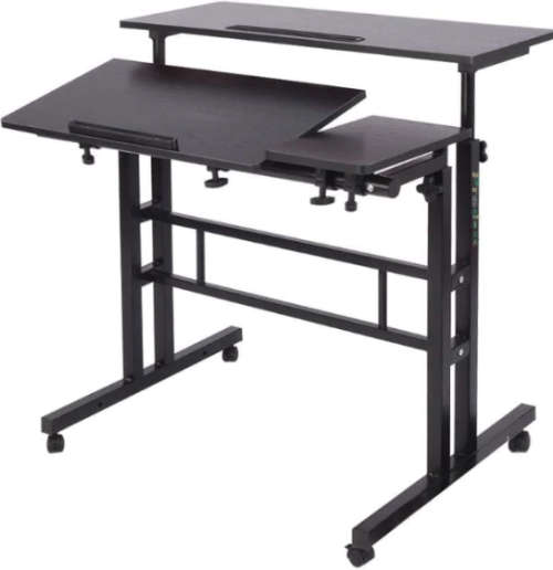 Wheels Mobile Adjustable Laptop Computer Desk Car Black/ Maple