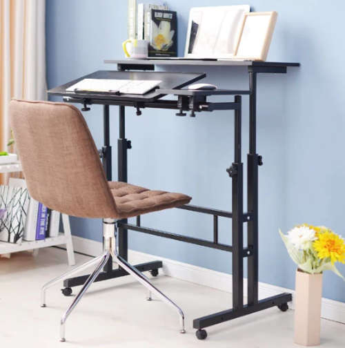 Wheels Mobile Adjustable Laptop Computer Desk Car Black/ Maple