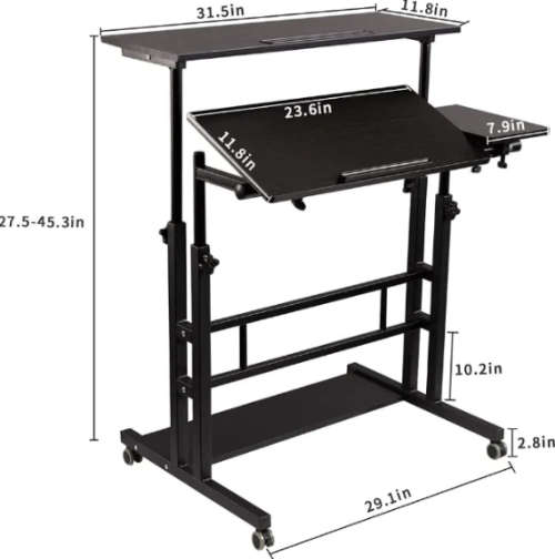 Wheels Mobile Adjustable Laptop Computer Desk Car Black/ Maple