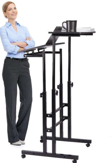 Wheels Mobile Adjustable Laptop Computer Desk Car Black/ Maple