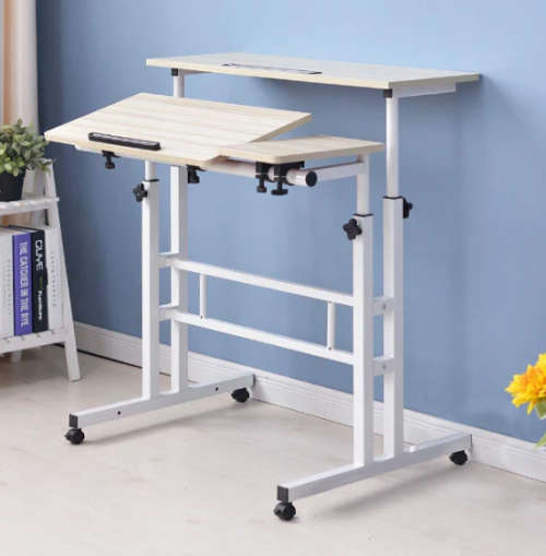 Wheels Mobile Adjustable Laptop Computer Desk Car Black/ Maple