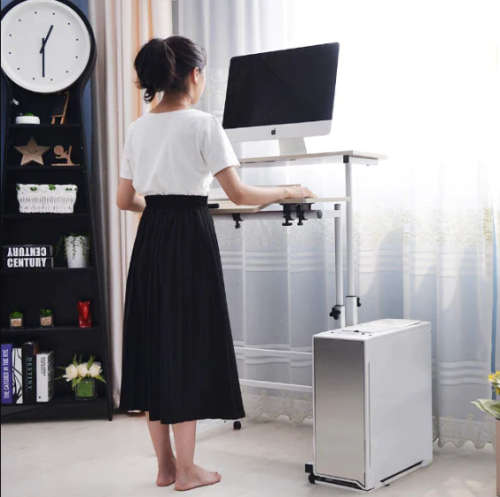 Wheels Mobile Adjustable Laptop Computer Desk Car Black/ Maple