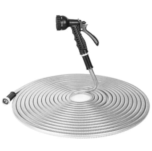 Stainless Steel Metal Hose Pipe Water Spray Gun with 2 Nozzles - 50Ft - 75Ft
