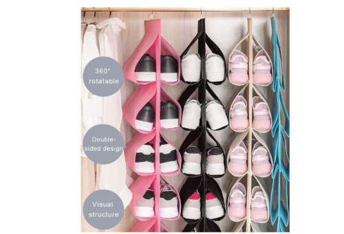 6-Tier Space-Saving Hanging Canvas Shoe Storage Organizer - Beige