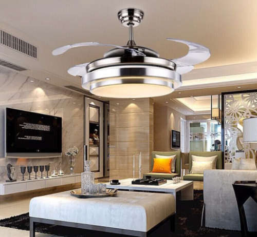 Remote Control Modern Luxury Quiet Auto Folding Invisible Ceiling Fan