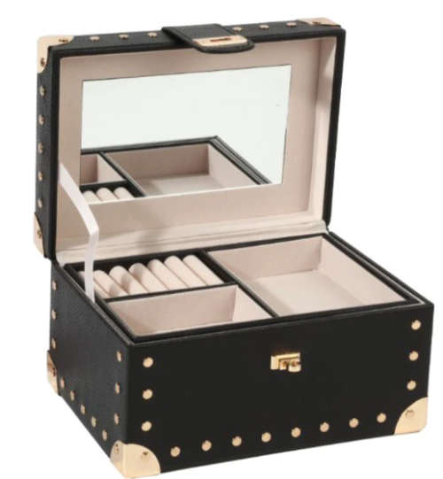 Two-Layer PU Leather Jewellery Box Black