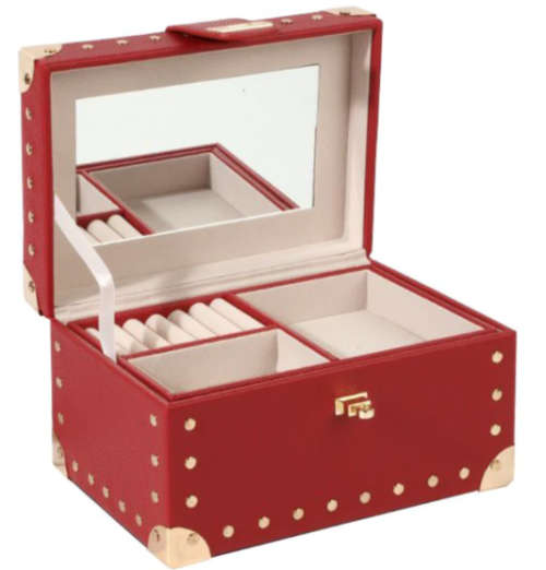 Two-Layer PU Leather Jewellery Box Red