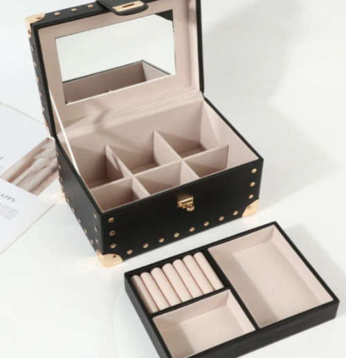 Two-Layer PU Leather Jewellery Box Red