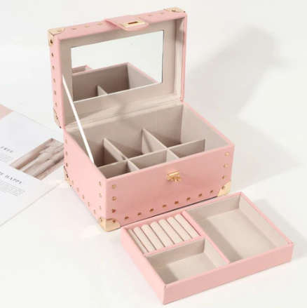 Two-Layer PU Leather Jewellery Box Red