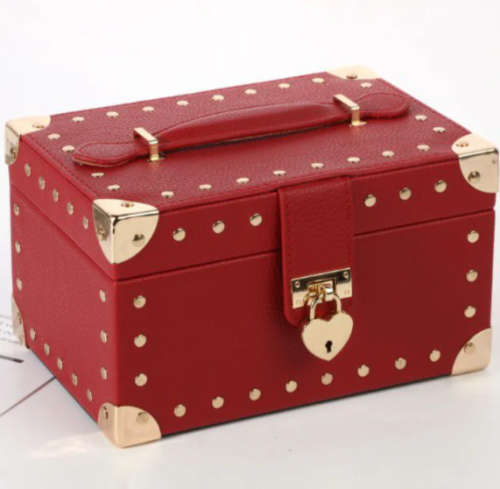 Two-Layer PU Leather Jewellery Box Red