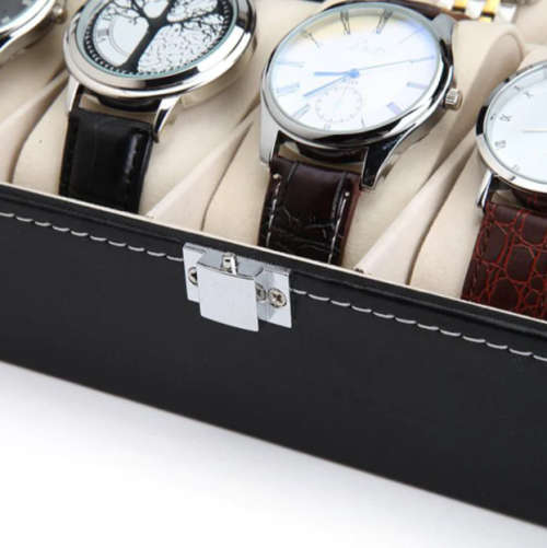 10 Slot PU Leather Watch Collector Display