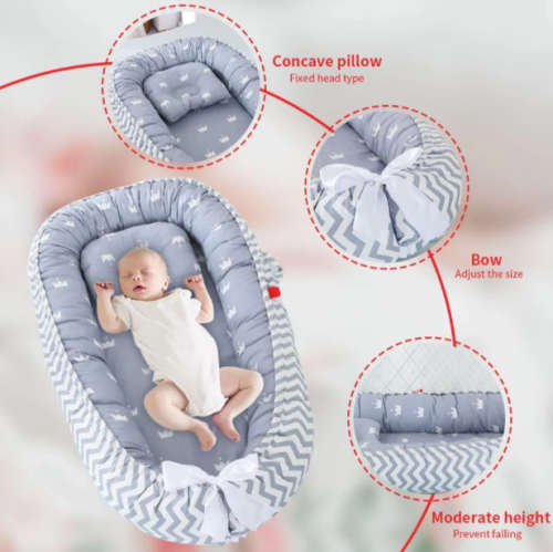 Baby Nest For Crib & Bassinet With Pillow Co-Sleeping For Newborn Lounger Light Coffee