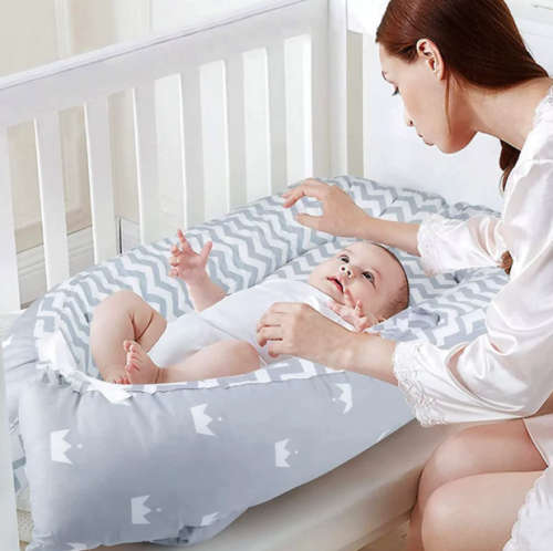 Baby Nest For Crib & Bassinet With Pillow Co-Sleeping For Newborn Lounger Light Coffee