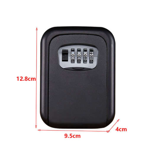 Wall Mounted Key Safe Storage Lock Box With 4-Digit Password - Black