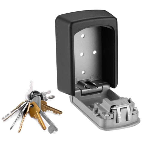 Wall Mounted Key Safe Storage Lock Box With 4-Digit Password - Silver