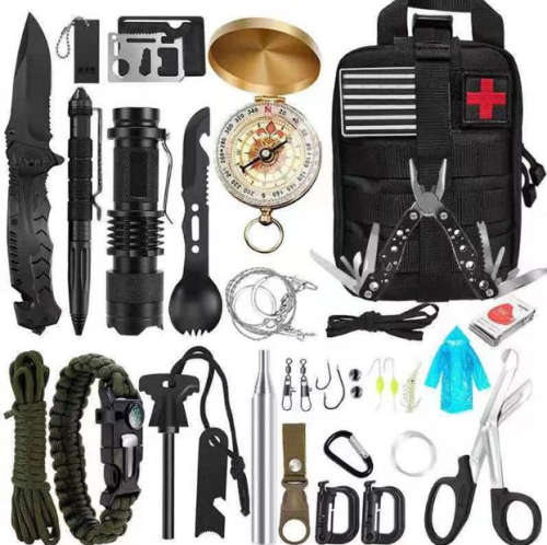 Outdoor Survival Gear Kit - 008 Black