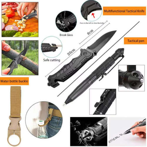 Outdoor Survival Gear Kit - 008 Black