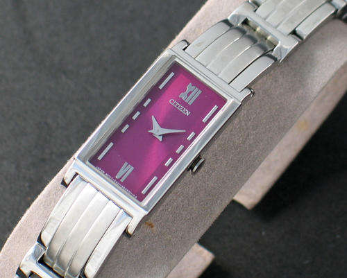 CITIZEN LADIES TANKER MAROON RED ROMAN SS WATCH