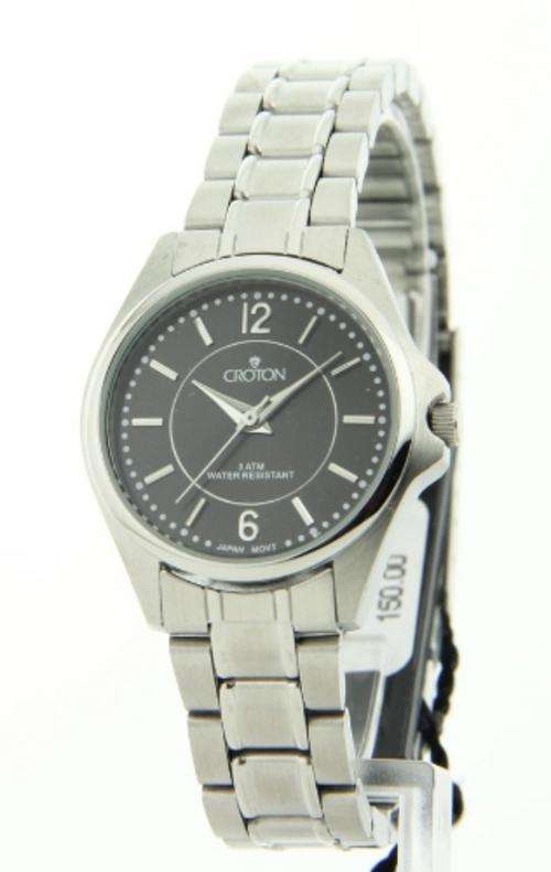 Croton Womens Stainless Steel Dress Watch Black