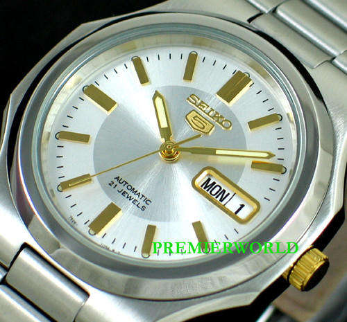SEIKO MEN AUTOMATIC SEE THRU OCTAGON STEEL WATCH