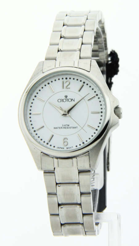 Croton Womens Stainless Steel Dress Watch White