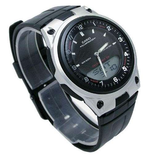 Casio AW-80-1AV Sports Analog Digital Databank World Time Black Rubber Men Watch