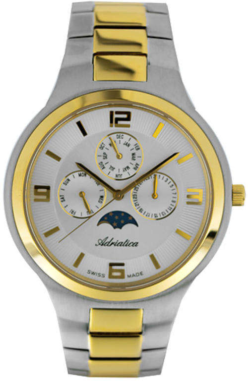 Adriatica Two Tone Moon Fase Swiss Mens Watch