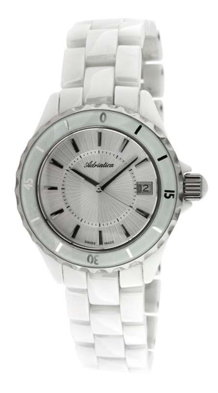 Swiss Made Womens Date Ceramic Watch