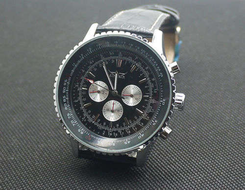 Mens Functional Rotary Watches Automatic Mechanical Subdial Day Date 24hrs Strap