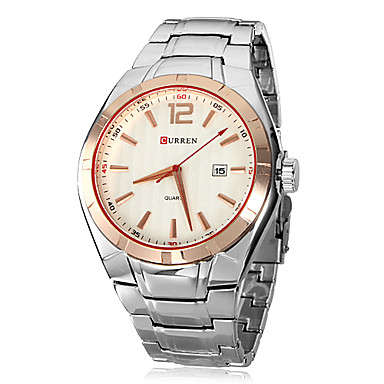 Curren Men's Calendar Function Round Dial Stainless Steel Quartz Analog Wrist Watch