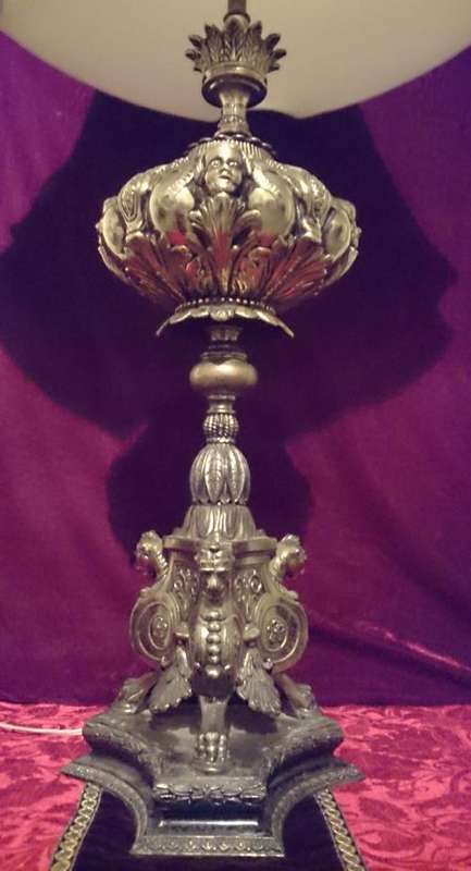 EXTREMELY RARE ANTIQUE GONE WITH THE WIND ORNATE BANQUET LAMP BASE