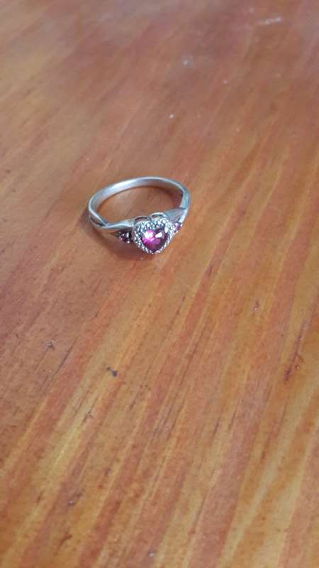 Silver ring with genuine ruby
