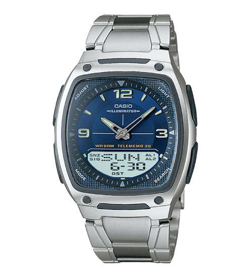 CASIO Men's Casio Ana-Digi 10-Year Battery 30 Page Databank  Watch (BLUE SQ ST)