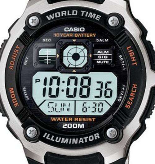 Casio Men's AE2000WD-1AV Silver-Tone Multi-Functional Digital Sport Watch